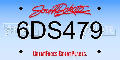6DS479 South Dakota License Plate