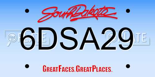6DSA29 South Dakota License Plate