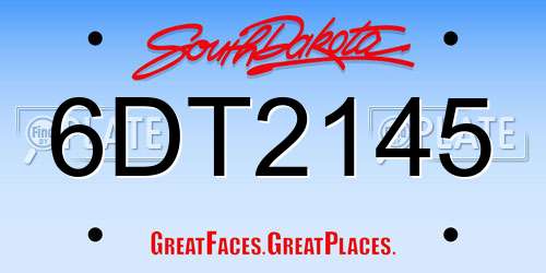 6DT2145 South Dakota License Plate