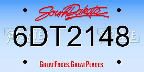 6DT2148 South Dakota License Plate
