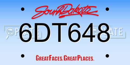 6DT648 South Dakota License Plate