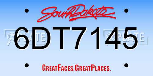 6DT7145 South Dakota License Plate