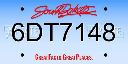 6DT7148 South Dakota License Plate