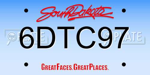 6DTC97 South Dakota License Plate