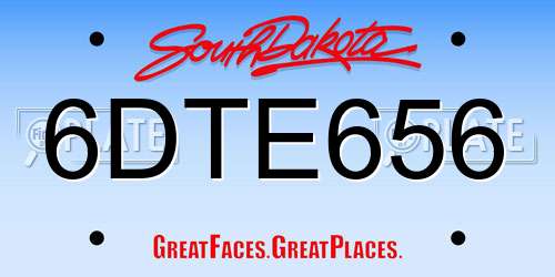 6DTE656 South Dakota License Plate