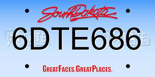 6DTE686 South Dakota License Plate