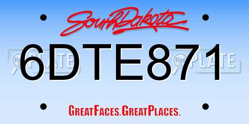 6DTE871 South Dakota License Plate