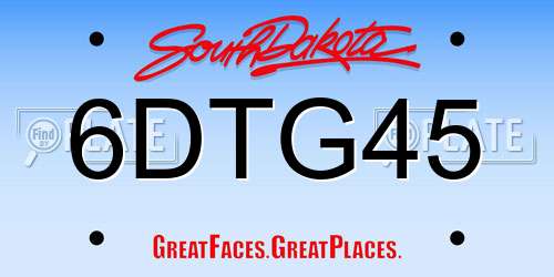 6DTG45 South Dakota License Plate