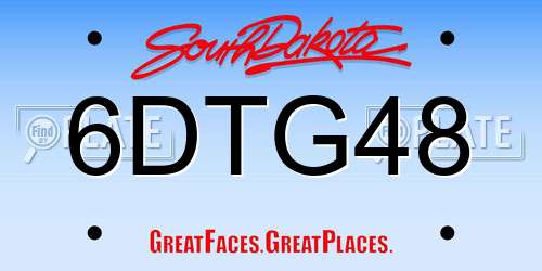 6DTG48 South Dakota License Plate