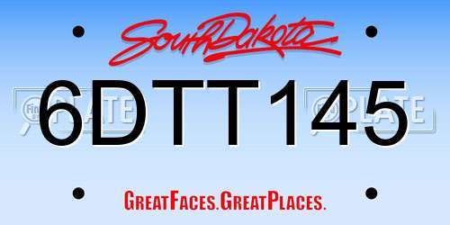6DTT145 South Dakota License Plate