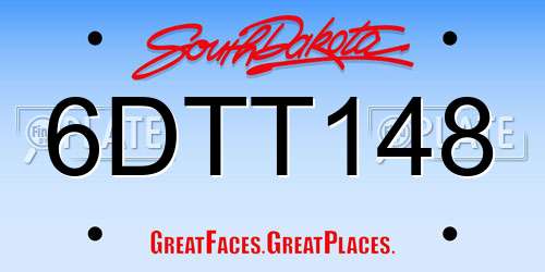 6DTT148 South Dakota License Plate