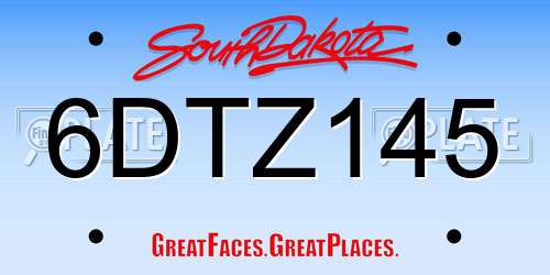 6DTZ145 South Dakota License Plate