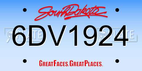 6DV1924 South Dakota License Plate