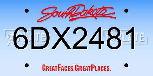 6DX2481 South Dakota License Plate
