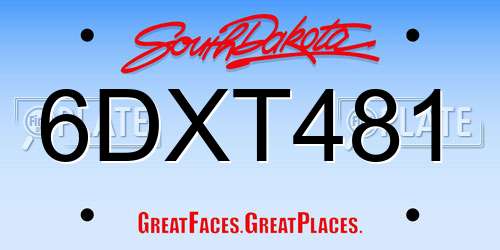 6DXT481 South Dakota License Plate