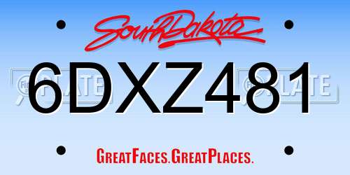 6DXZ481 South Dakota License Plate