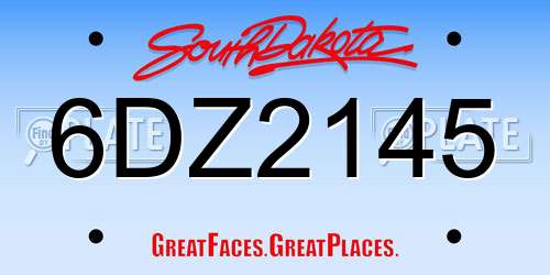 6DZ2145 South Dakota License Plate