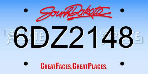 6DZ2148 South Dakota License Plate