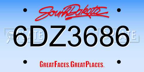 6DZ3686 South Dakota License Plate