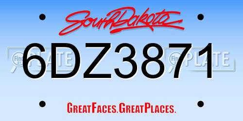 6DZ3871 South Dakota License Plate