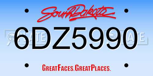6DZ5990 South Dakota License Plate
