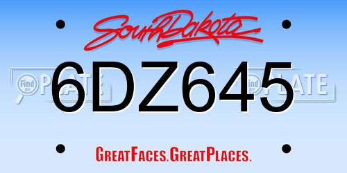 6DZ645 South Dakota License Plate