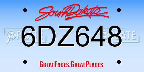 6DZ648 South Dakota License Plate