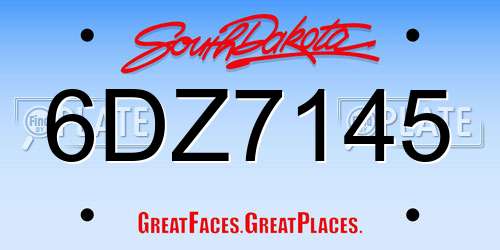 6DZ7145 South Dakota License Plate