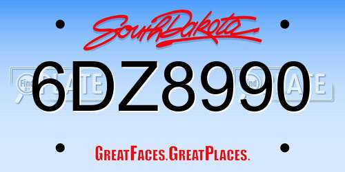 6DZ8990 South Dakota License Plate