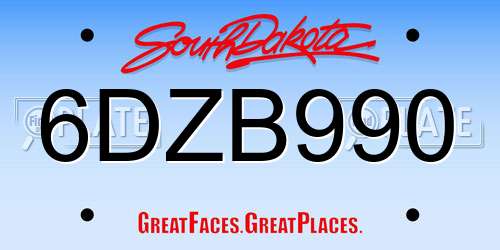 6DZB990 South Dakota License Plate