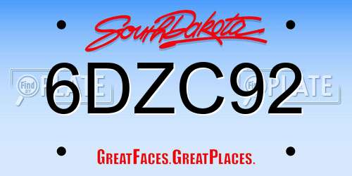 6DZC92 South Dakota License Plate