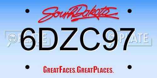 6DZC97 South Dakota License Plate