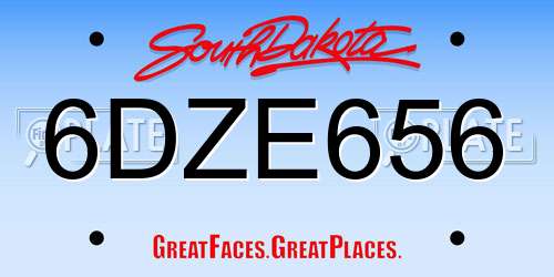 6DZE656 South Dakota License Plate