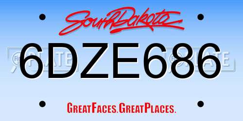 6DZE686 South Dakota License Plate