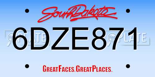 6DZE871 South Dakota License Plate