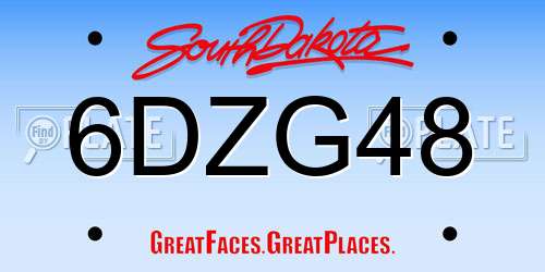 6DZG48 South Dakota License Plate