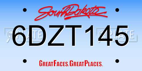 6DZT145 South Dakota License Plate