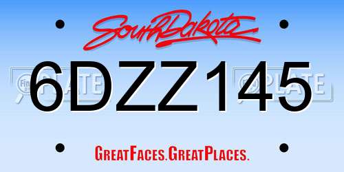 6DZZ145 South Dakota License Plate