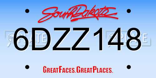 6DZZ148 South Dakota License Plate