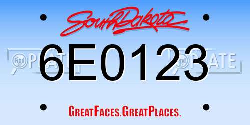6E0123 South Dakota License Plate