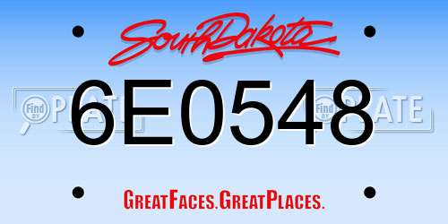 6E0548 South Dakota License Plate