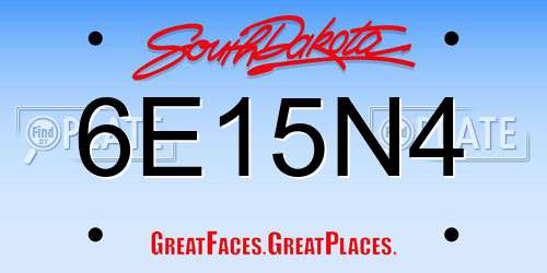 6E15N4 South Dakota License Plate