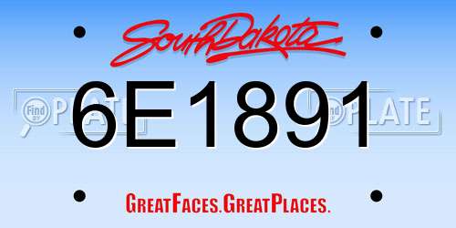 6E1891 South Dakota License Plate