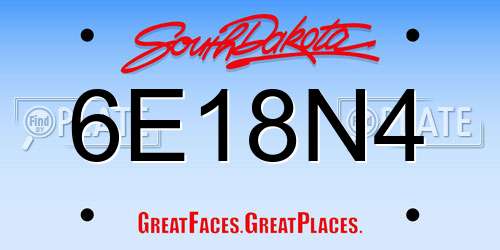 6E18N4 South Dakota License Plate