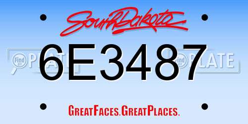 6E3487 South Dakota License Plate