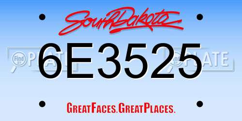 6E3525 South Dakota License Plate