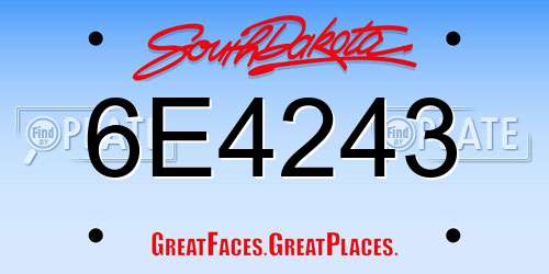 6E4243 South Dakota License Plate