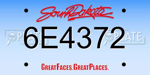 6E4372 South Dakota License Plate