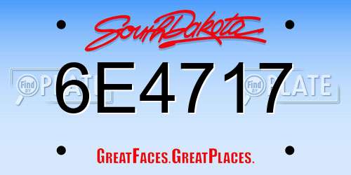 6E4717 South Dakota License Plate