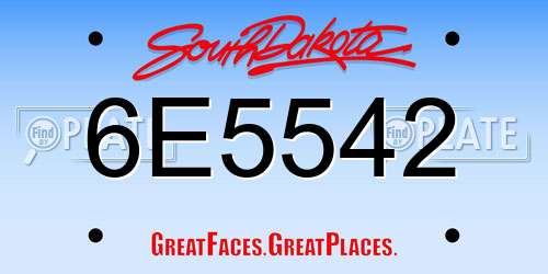 6E5542 South Dakota License Plate